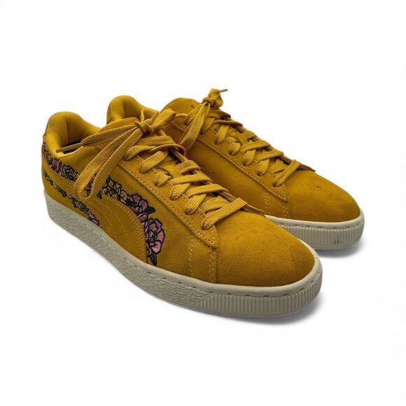 Puma Suede Classic TOL Embroidery Floral Golden Yellow 370245 01 Womens Size 9.5 - Picture 2 of 7